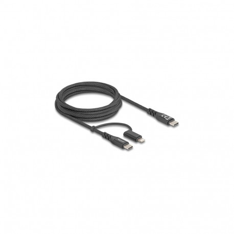 Delock 2-ühes USB-kaabel USB Type-C kuni USB Type-C / Lightning iPhone'ile ja iPad'ile 2 m MFi 60 W