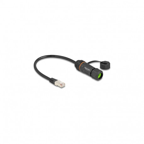 "Delock Kabel RJ45 Stecker zu RJ45 Buchse Cat.6A zum Einbau mit M20 Gewinde und Gehäuse IP68 staub- 