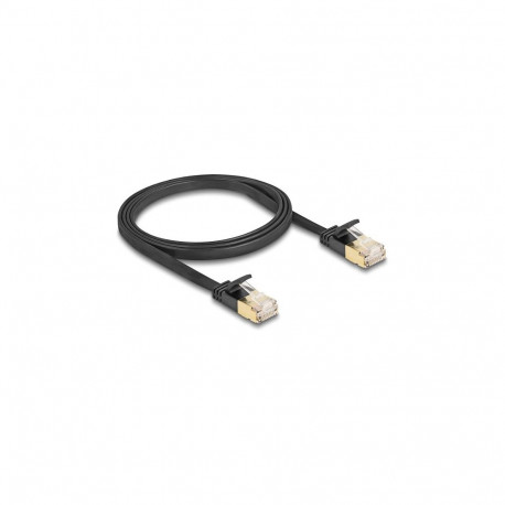 Delock RJ45 võrgukaabel Cat.6A pistik-pistik tugeva lukustusklambriga ja Cat.7 lamekaabel U/FTP 1 m 