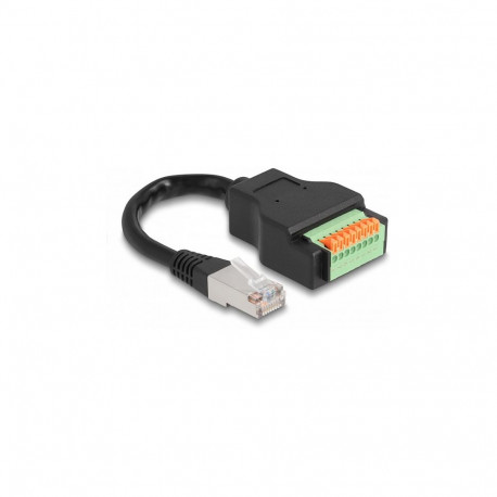 "Delock RJ45 Kabel Cat.5e Stecker zu Terminalblock Adapter mit Drucktaster 15 cm"