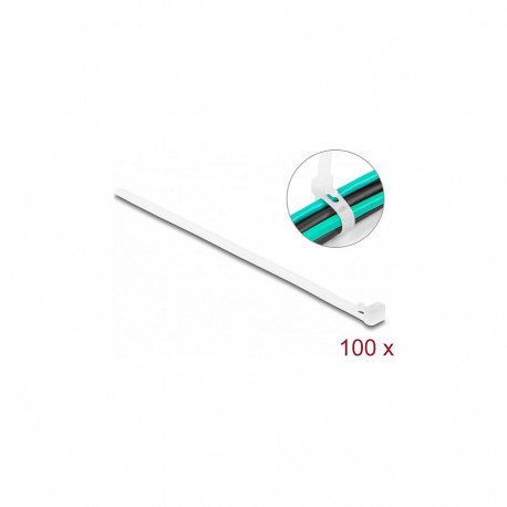 korduvkasutatavad kaablikinnitid L 200 x B 7,2 mm 100 tk, valge