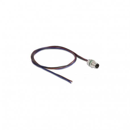 "Delock M8 Einbaukabel A-kodiert 3 Pin Stecker für Panel mit offenen Kabeln Front Montage 0,5 m"