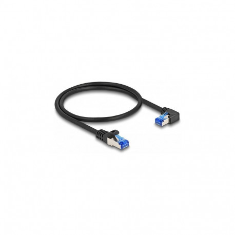 Delock RJ45 võrgukaabel Cat.6A S/FTP sirge / täisnurga all paremale 0,5 m must