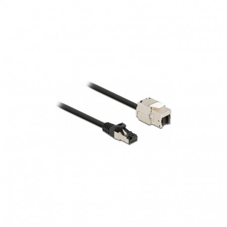 "Delock Kabel RJ45 Stecker zu Keystone Modul RJ45 Buchse Cat.6A 2 m schwarz"