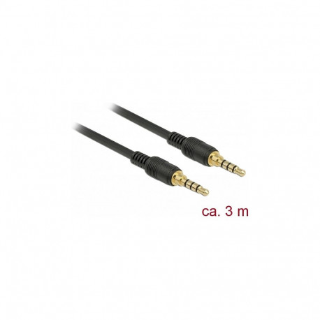 "Delock Klinkenkabel 3,5 mm 4 Pin Stecker zu Stecker 3 m schwarz"