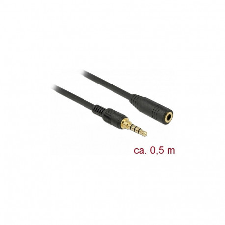 "Klinkenverlängerungskabel 3,5 mm 4 Pin Stecker zu Buchse 0,5 m schwarz"