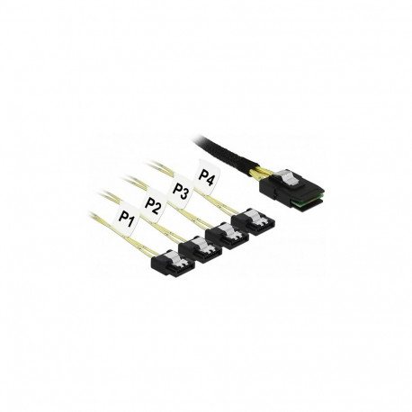"Delock Kabel Mini SAS SFF-8087 > 4 x SATA 7 Pin 1 m Metall"