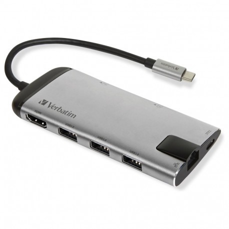 "USB-C HUB 7Port > 3xUSB3.0/USB-C/HDMI/Ethernet/SDmicroSD passiv Verbatim Black Grey"