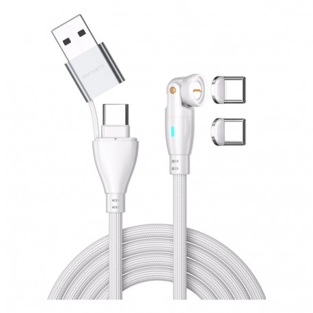 4smarts USB-C/A 540 GravityCord 100W 1.8m valge magnetkaabel