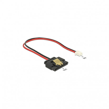 "DeLock Kabel Power 2 Pin Buchse > 1 x SATA 15 Pin Buchse (5 V) Metallclip 20 cm"
