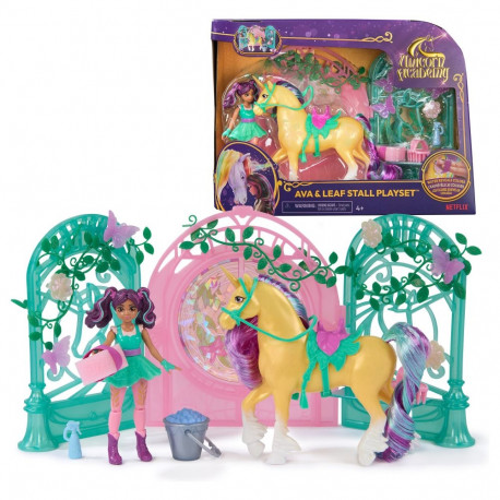"Spinmaster Unicorn Academy - Ava & Einhorn Leaf Stall Spielset mit Farbwechseleffekt"