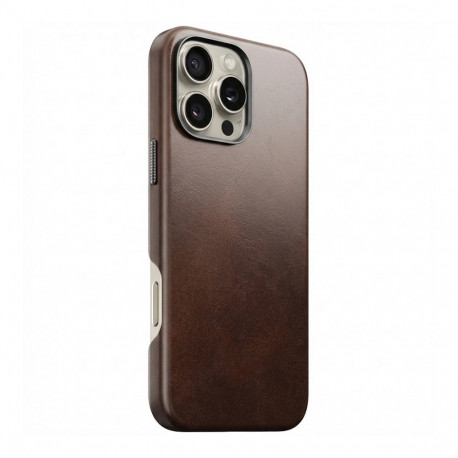 "Nomad Modern Leather Case iPhone 16 Pro Max Rustic Brown Horween"