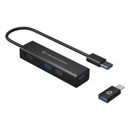 CONCEPTRONIC 4-pordiline USB-A 3.0 / USB-C jaotur 4x USB-A 3.0 must ilma toiteplokita