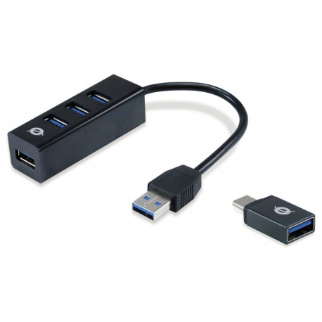 CONCEPTRONIC 4-pordiline USB-A 3.0 / USB-C jaotur 4x USB-A 3.0 ilma toiteplokita, must
