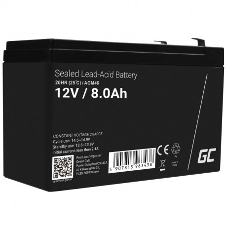 Green Cell AGM46 tööstuslik laetav aku suletud plii-happe (VRLA) 8000 mAh 12 V