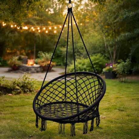 Haigepesa tugitool kiik koos seljatoega must 80cm