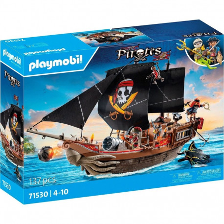 PLAYMOBIL 71530 Pirates Large Pirate Ship, Construction Toy