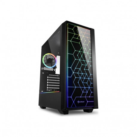 Sharkoon RGB LIT 100 tower case (black, front and side panel of tempered glass)