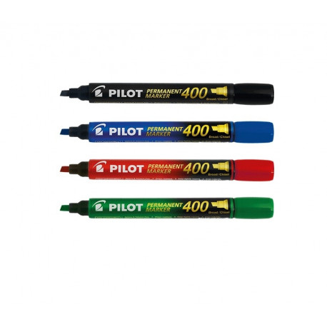 Marker permanent Pilot 400 - FINE 4 mm lõigatud otsaga -4 värvi/kompl, õlibaasil tint