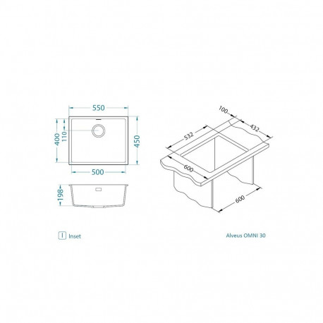 SINK OMNI 30 G81 WITH SYPHON CONCRETE