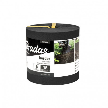 LAWN EDGE THICK ROUGH 15X600 CM BLACK