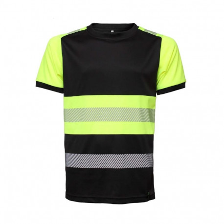 BoSafety Santiago T-särk must/Hi-Vis kollane 2XL