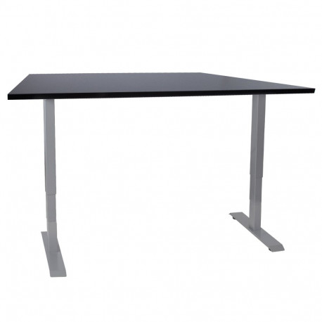 Desk ERGO with 2 motor 140x80xH60-125cm, black/silver grey