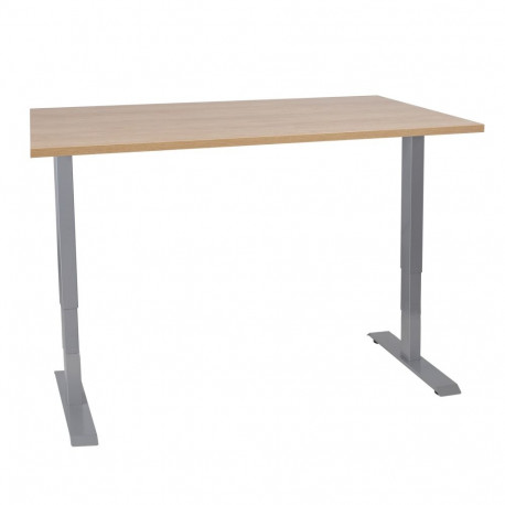 Desk ERGO with 2 motor 140x70xH60-125cm, hickory/silver grey