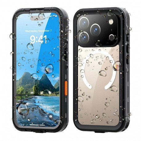 Case for iPhone 17 Pro / 18 Pro (low camera edge) Waterproof Shellbox DOT compatible with MagSafe bl