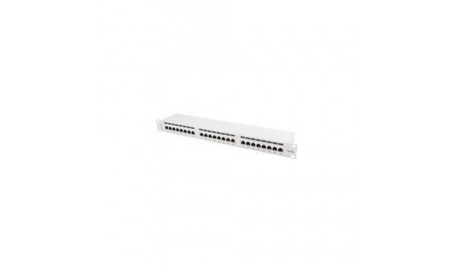 PATCH PANEL 24 PORT 1U 19" CAT.5E FTP WITH CABLE ORGANIZER SHIELDED GREY LANBERG