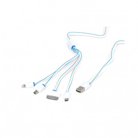 OMEGA USB UNIVERSAL CHARGING CABLE KIT 4 IN 1: MICRO USB + MINI USB + IPHONE4 + LIGHTNING - WHITE & 