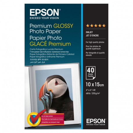 "EPSON Premium glnzend Foto Papier inkjet 255g/m2 100x150mm 40 Blatt 1er-Pack"
