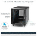 "12U 29inch Knock-Down Server Rack Cabinet with Casters"