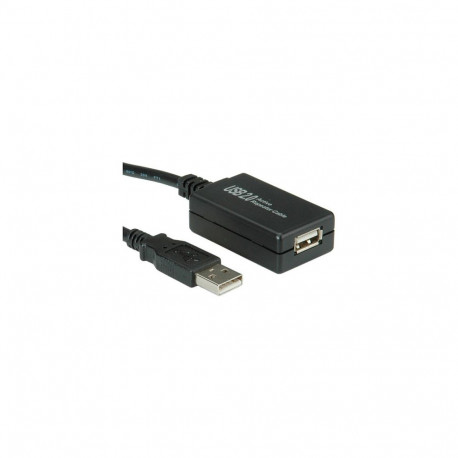 VALUE USB 2.0 aktiivne pikenduskaabel repiteriga must 12m