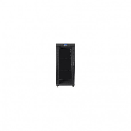 19" 22U 800x800 vabalt seisev must LCD klaasuks (FlatPack) (kaubavedu)