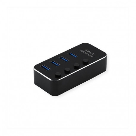"ROLINE USB 3.2 Gen 1 Notebook Hub, 4 Ports, einzeln schaltbar, schwarz"