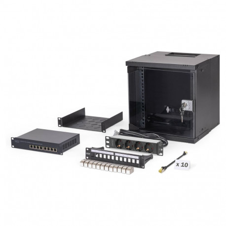 "DIGITUS 10"" Netzwerk-Set 6HE Wandgehuse und Zubehr schwarz"