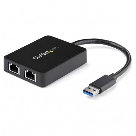 "StarTech USB32000SPT USB 3.0 to Dual Gigabit LAN adapter with USB port"