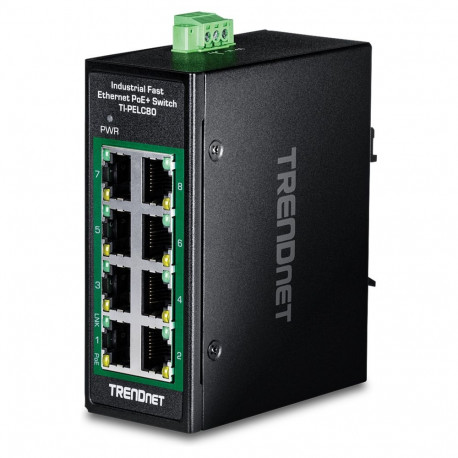 TRENDnet mini-kommutaator TI-PELC80, 8-pordiline Etherneti PoE+ tööstuslik DIN-liistule paigaldatav