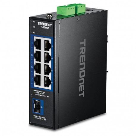 TRENDnet TI-G5091 9-pordiline tööstuslik 2.5G DIN-liistu kommutaator 10G SFP+ pordiga