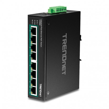 TRENDnet TI-PE80 tööstuslik 8-pordiline Fast Ethernet PoE+ DIN-liistu võrgulüliti