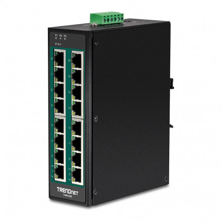 TRENDnet TI-PG160 16-pordiline tööstuslik Gigabit PoE+ DIN-liistu võrgulüliti