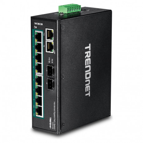 TRENDnet TI-PG102 10-pordiline DIN-liistule kinnitatav tööstuslik Gigabit PoE+ kommutaator