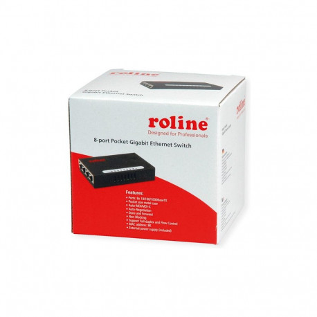 ROLINE taskusuuruses 8-pordiline gigabit-etherneti kommutaator
