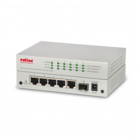 "ROLINE Gigabit Ethernet Switch 6 Ports (5x 10/100/1000 + 1x SFP), WebSmart"
