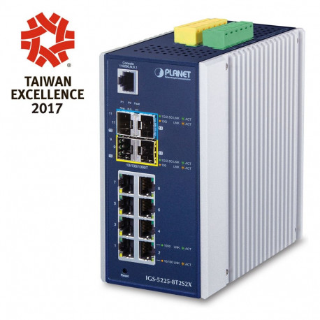 PLANET tööstuslik L2+ 8-Port 10/100/1000T + 2-Port