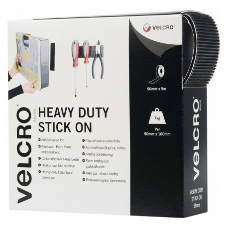 VELCRO takjapael eriti tugev isekleepuv haak- ja silmus 50mm x 5m, must