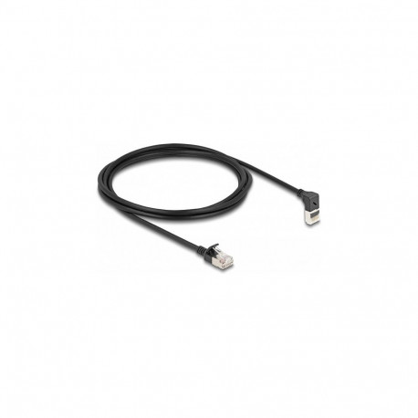"Delock RJ45 Netzwerkkabel Cat.6A S/FTP Slim 90° oben gewinkelt / gerade 2 m schwarz"