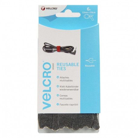 VELCRO korduvkasutatavad takjaribad ONE-WRAP 12mm x 20cm x 6, must
