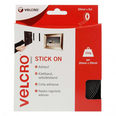 "VELCRO Klettband Selbstklebend, Haken & Flausch 20mm x 5m Schwarz"